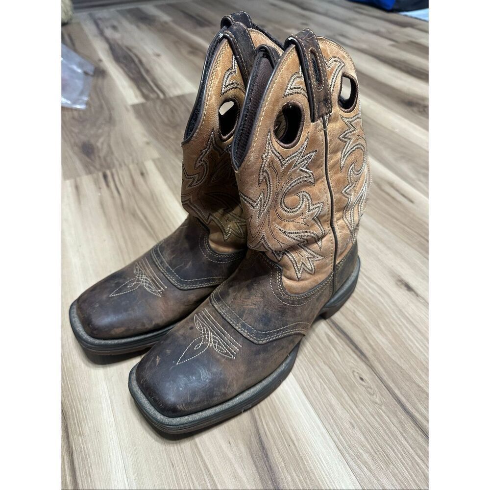 Durango brown embroidered square toe 8.5D cowboy boots